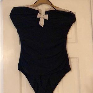 Strapless one piece bathing suit